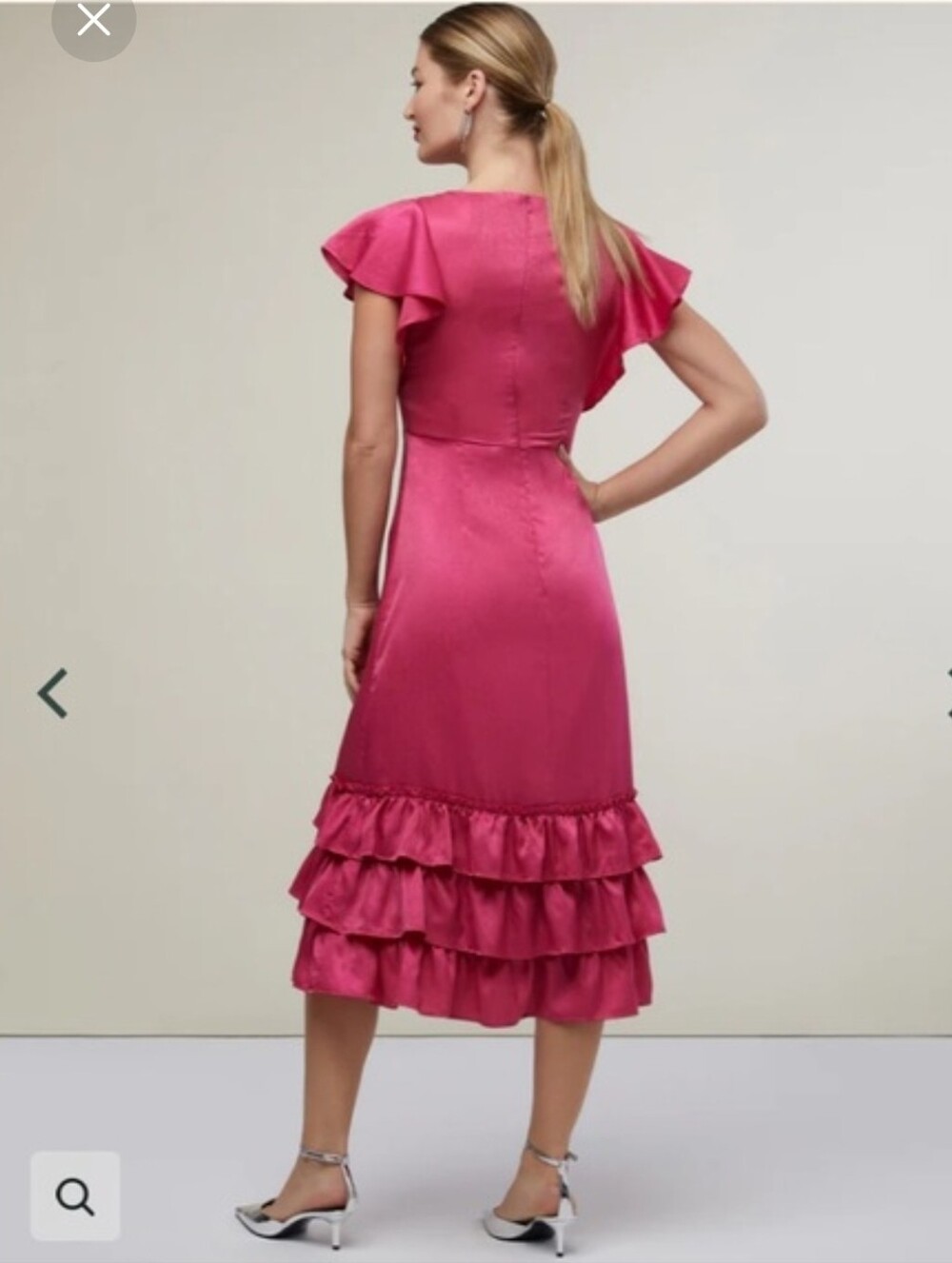 Rachel Parcell Flutter Sleeve Ruffle Sleeve Metallic Chiffom Berry Midi Dress 6 - Picture 12 of 14